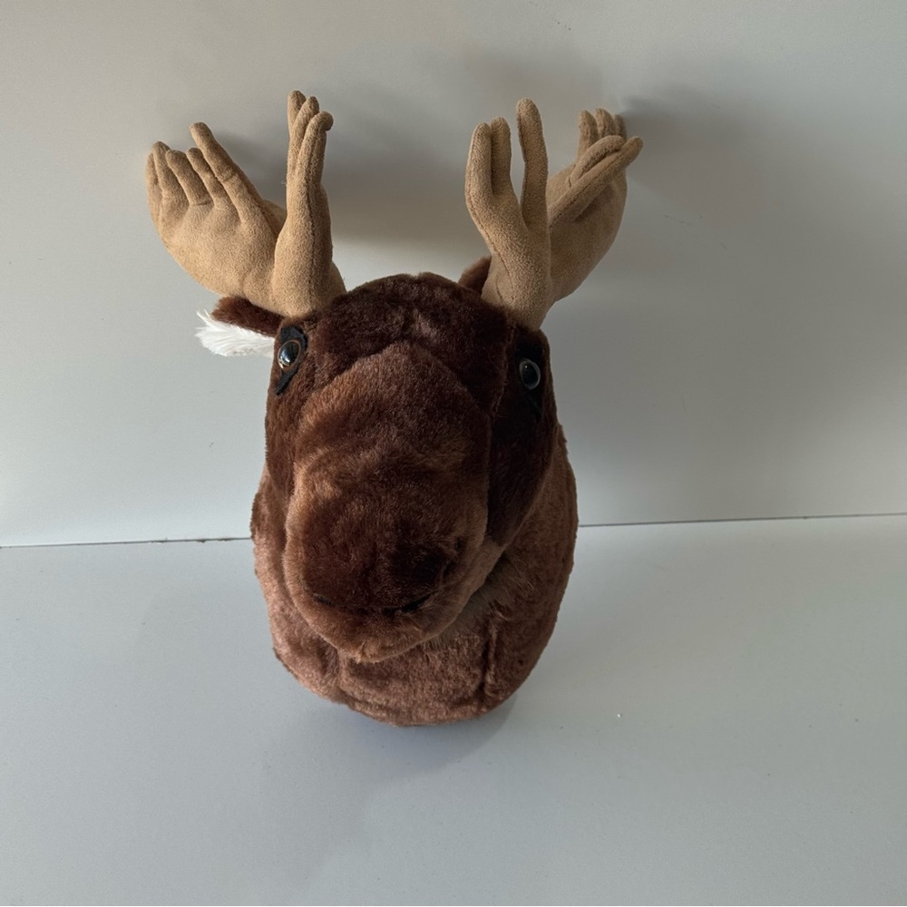 ADORE YUKON the Plush Moose Head Wall Decor 13" Brown Kids Decor Plush